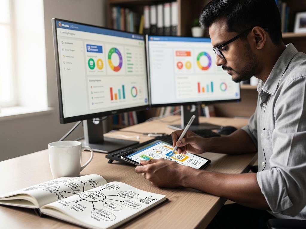 Espacio de aprendizaje moderno con herramientas digitales